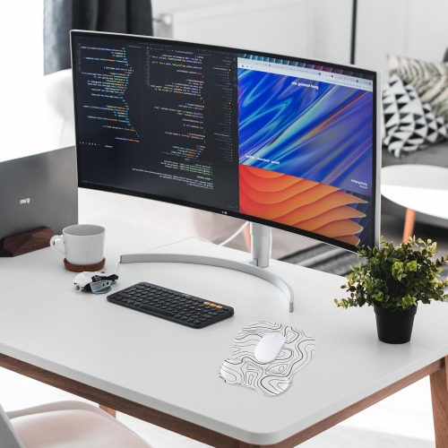 Tapis de souris ergonomique avec repose-poignets, tapis de souris avec repose-poignets en mousse à mémoire et base antidérapante pour le café, la