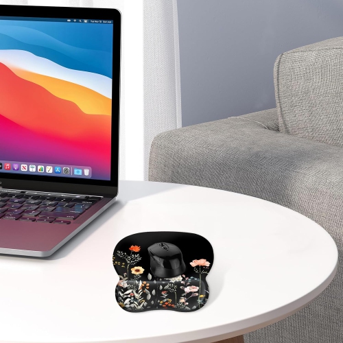 Tapis de souris ergonomique avec repose-poignets, tapis de souris avec repose-poignets en mousse à mémoire et base antidérapante pour le café, la