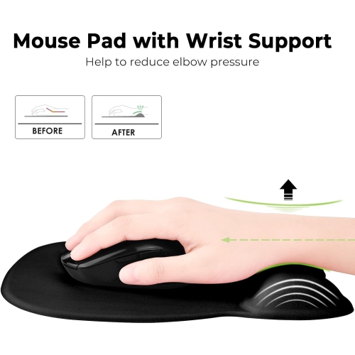 Tapis de souris ergonomique avec repose-poignets, tapis de souris avec repose-poignets en mousse à mémoire et base antidérapante pour le café, la