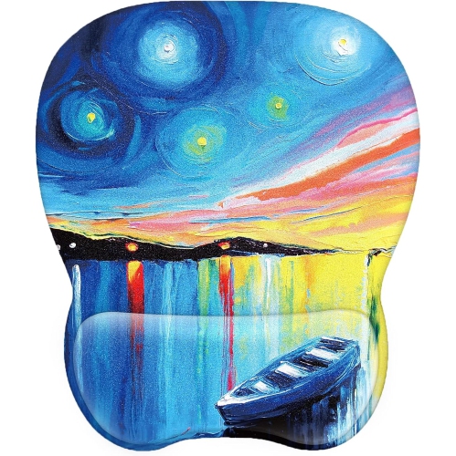 VECELOLIBILIS  Ergonomic Mouse Pad With Wrist Support, Mousepad With Memory Foam Wrist Rest And Non-Slip Base for Cafe, Home & Office, Computer, Sunset