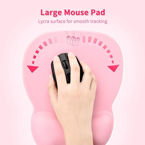 Ergonomic Mouse Pad with Wrist Support, Mousepad with Memory Foam Wrist Rest and Non-Slip Base for Cafe, Home & Office, Computer,Pink