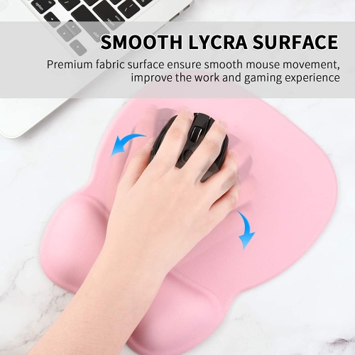 Ergonomic Mouse Pad with Wrist Support, Mousepad with Memory Foam Wrist Rest and Non-Slip Base for Cafe, Home & Office, Computer,Pink