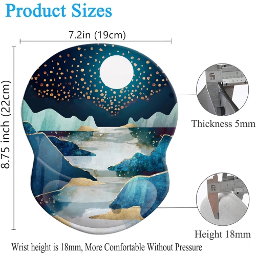 Mouse Pad Ergonomic Mouse Pad with Wrist Support, Pain Relief Comfort Wrist Rest Pad with Non-Slip PU Base for Gaming, Office,Mountains