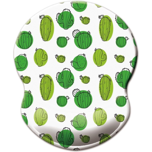 Mouse Pad Ergonomic Mouse Pad with Wrist Support, Pain Relief Comfort Wrist Rest Pad with Non-Slip PU Base for Gaming, Office,Pretty Cactus