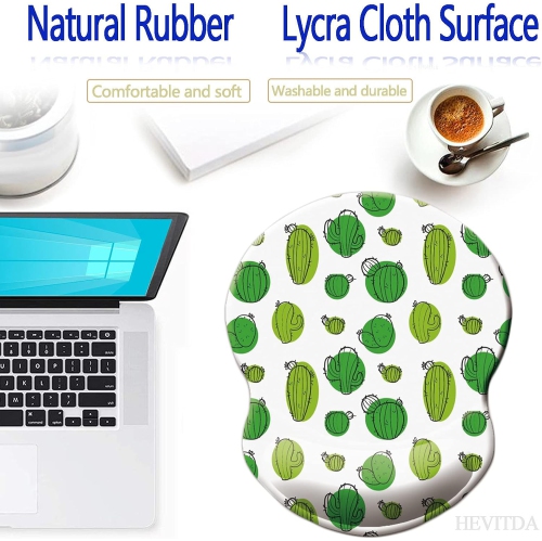 Mouse Pad Ergonomic Mouse Pad with Wrist Support, Pain Relief Comfort Wrist Rest Pad with Non-Slip PU Base for Gaming, Office,Pretty Cactus