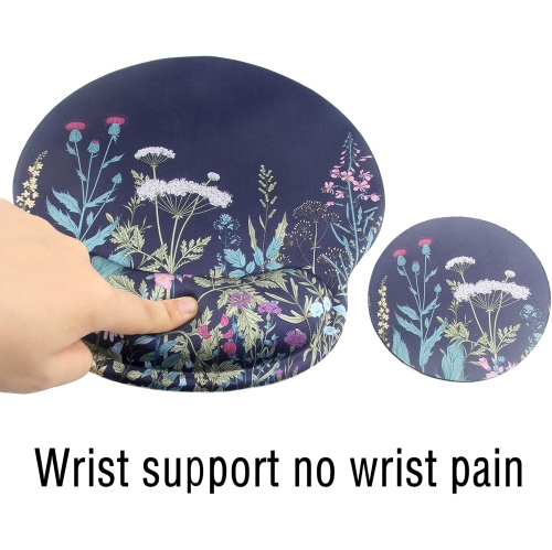 Leather Mouse Pad Wrist Support Ergonomic Memory Foam,Rest Nonslip Mousepad for Office,Gaming,Computer,Flower