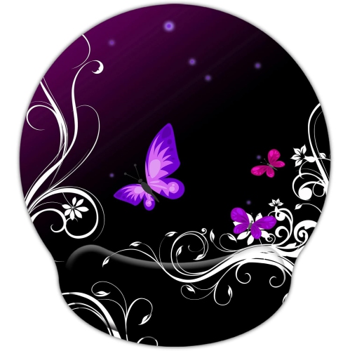 Leather Mouse Pad Wrist Support Ergonomic Memory Foam,Rest Nonslip Mousepad for Office,Gaming,Computer,Purple