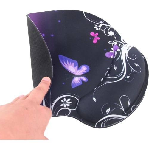 Leather Mouse Pad Wrist Support Ergonomic Memory Foam,Rest Nonslip Mousepad for Office,Gaming,Computer,Purple