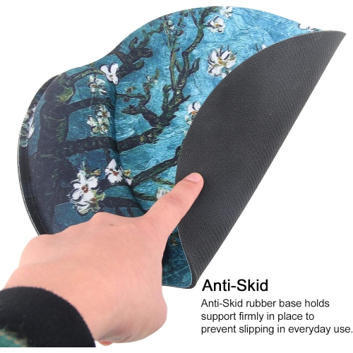Leather Mouse Pad Wrist Support Ergonomic Memory Foam,Rest Nonslip Mousepad for Office,Gaming,Computer,Van Gogh