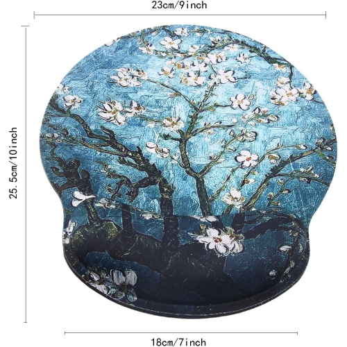 Leather Mouse Pad Wrist Support Ergonomic Memory Foam,Rest Nonslip Mousepad for Office,Gaming,Computer,Van Gogh
