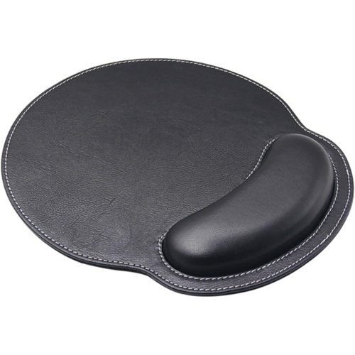 Leather Mouse Pad Wrist Support Ergonomic Memory Foam,Rest Nonslip Mousepad for Office,Gaming,Computer,Black