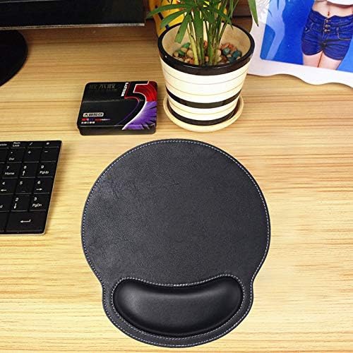 Leather Mouse Pad Wrist Support Ergonomic Memory Foam,Rest Nonslip Mousepad for Office,Gaming,Computer,Black