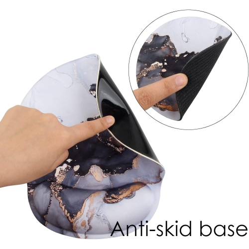 Leather Mouse Pad Wrist Support Ergonomic Memory Foam,Rest Nonslip Mousepad for Office,Gaming,Computer,Marbling 02
