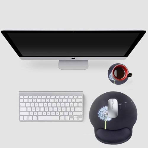 Leather Mouse Pad Wrist Support Ergonomic Memory Foam,Rest Nonslip Mousepad for Office,Gaming,Computer,Dandelion