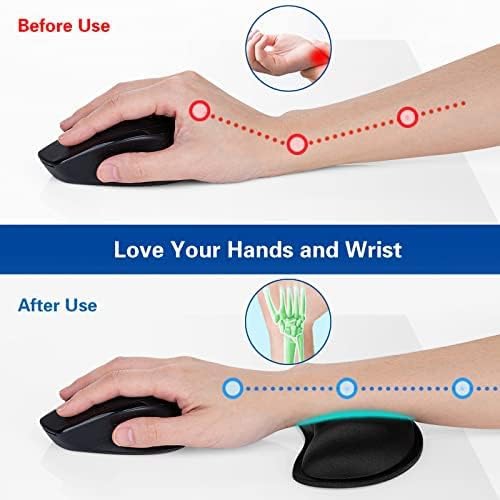 Mouse Wrist Rest, Memory Foam Soft Fabric Mouse Wrist Rest Pad Support Cushion with Anti-Skid Rubber Base, Black-wrist Rest