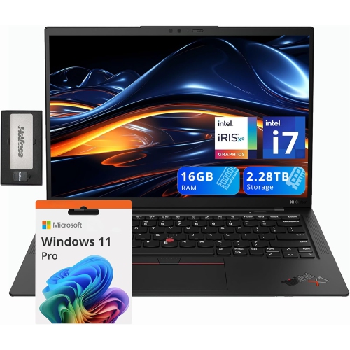 LENOVO  Thinkpad X1 Carbon Laptop, Intel I7-1260P, 14" Wuxga Ips Display, 16GB Ram, 2.28Tb Storage (2Tb SSD+288GB Docking Station Set), Backlit