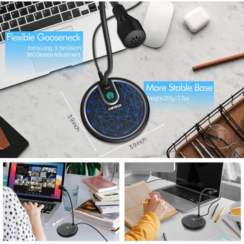 USB Computer Microphone G009, Noise-Cancelling Recording Desktop Mic for PC/Laptop for Online Chatting, Home Studio, Podcasting, Gaming, Skype, Blue