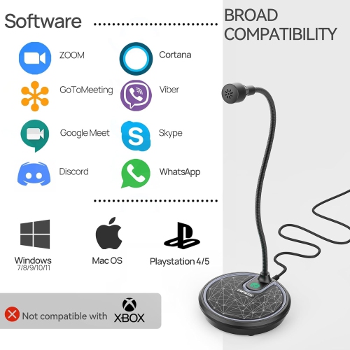 USB Computer Microphone G009, Noise-Cancelling Recording Desktop Mic for PC/Laptop for Online Chatting, Home Studio, Podcasting, Gaming, Skype, Blue