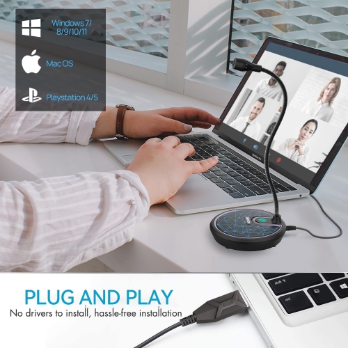 USB Computer Microphone G009, Noise-Cancelling Recording Desktop Mic for PC/Laptop for Online Chatting, Home Studio, Podcasting, Gaming, Skype, Blue