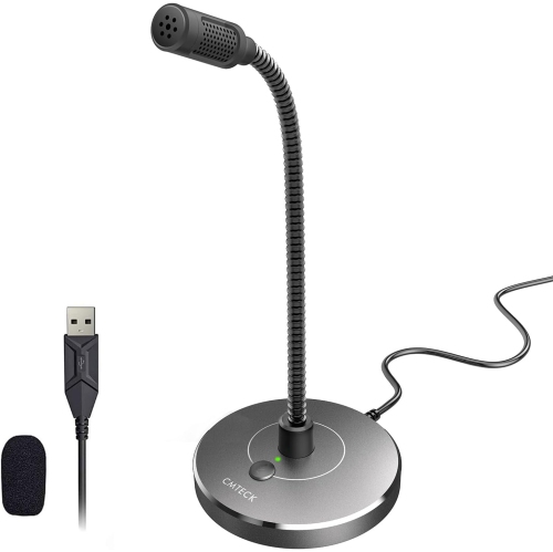 USB Computer Microphone G009, Noise-Cancelling Recording Desktop Mic for PC/Laptop for Online Chatting, Home Studio, Podcasting, Gaming, Skype, Gray