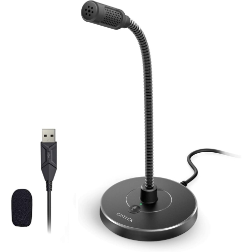 USB Computer Microphone G009, Noise-Cancelling Recording Desktop Mic for PC/Laptop for Online Chatting, Home Studio, Podcasting, Gaming, Skype, Black