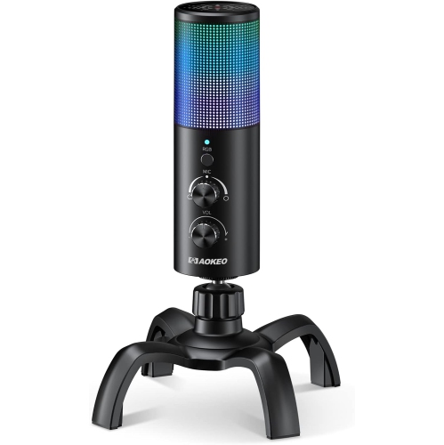 VECELOLIBILIS  USB Microphone, Plug And Play Gaming Mic for PC, Mac, Ps4/5, Microphone \w RGB, Mute, Monitor, Noise Reduction, Volume Gain For