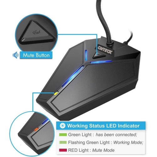 USB Computer Microphone, Plug &Play Desktop Condenser PC Laptop Mic, Mute Button with LED Indicator, Compatible with Windows/Mac for YouTube,