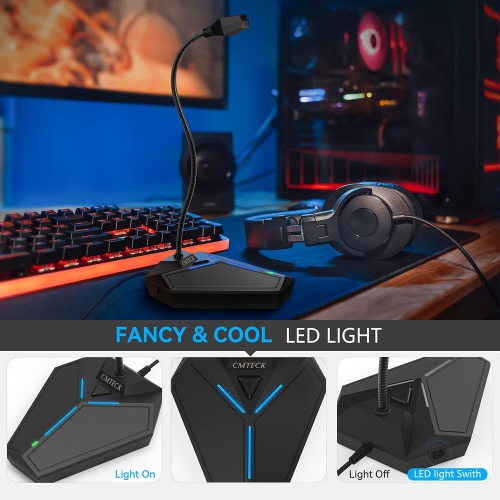 USB Computer Microphone, Plug &Play Desktop Condenser PC Laptop Mic, Mute Button with LED Indicator, Compatible with Windows/Mac for YouTube,