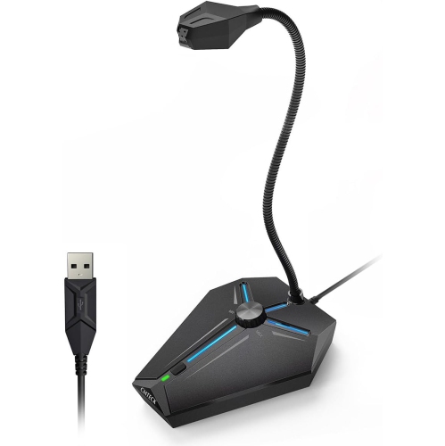 USB Computer Microphone, Plug &Play Desktop Condenser PC Laptop Mic, Mute Button with LED Indicator, Compatible with Windows/Mac for YouTube,