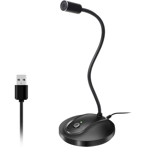 USB Microphone, 360 Degree Adjustable Gooseneck Design, Mute Button & LED Indicator, Plug & Play, Compatible with Windows & MacOS, Jv-601