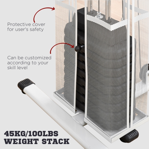 Gym à domicile Soozier, station d'entraînement multifonction avec poids de 100 lb pour traction latérale, extensions de jambes, boucles de biceps