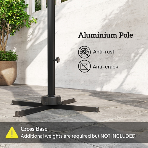 Outsunny 8 FT Cantilever Patio Umbrella, UPF50+ Outdoor Square Aluminium Offset Umbrella with 360° Rotation, Cross Base, Crank and Tilt for Garden,