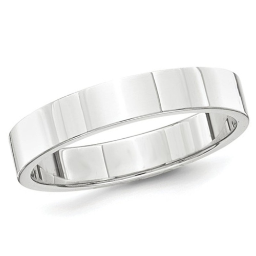 GEM AND HARMONY  Mens 4MM Flat Wedding Band Ring In Platinum