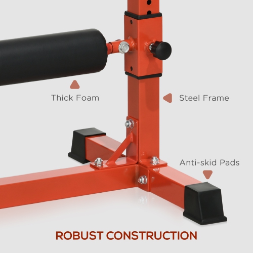 Soozier Bulgarian Split Squat Stand, 12-Level Adjustable Single Leg Squat Stand for Lower Body Strength Training, Red