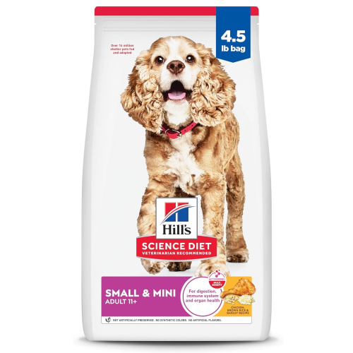 Hill's Science – Repas de poulet pour adultes de 11 ans et plus, recette de riz brun et d'orge, nourriture sèche pour chiens, sac 4,5&nbsp;lb