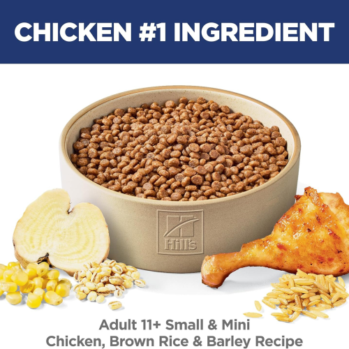 Hill's Science – Repas de poulet pour adultes de 11 ans et plus, recette de riz brun et d'orge, nourriture sèche pour chiens, sac 4,5 lb