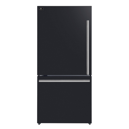 Forno Milano Espresso 31-Inch Black Bottom Freezer Refrigerator, 17.2 Cu. Ft., Energy-Efficient, No Frost, Built-In Ice Maker