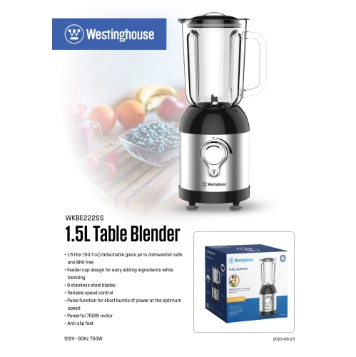 Westinghouse Modern Touch Table Blender - Black