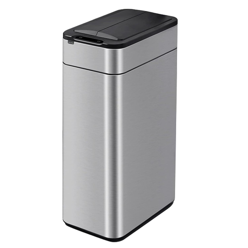 Elpheco TwinLid Stainless Sensor Garbage Bin, 10.6 Gallon Touchless Trash Can with Motion Sensor, Silent Lid, Fingerprint-Proof, Custom Fit Bags,