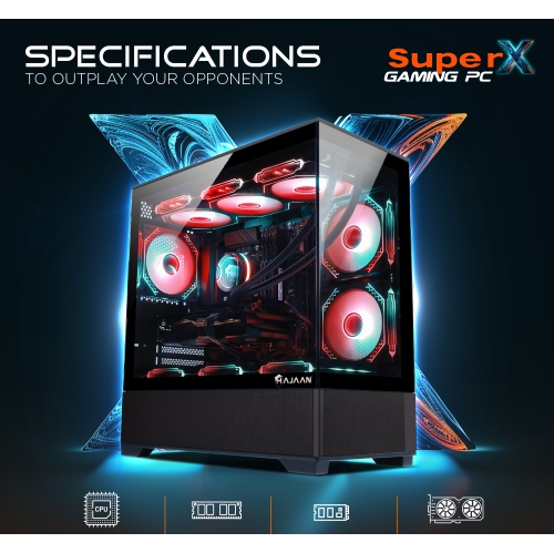 HAJAAN SuperX Gaming PC | Liquid Cooled | Intel i9 12900K Processor | GeForce RTX 5070 12GB | DLSS AI-Enhanced Graphics | 64GB DDR4 RAM | 2TB NVMe