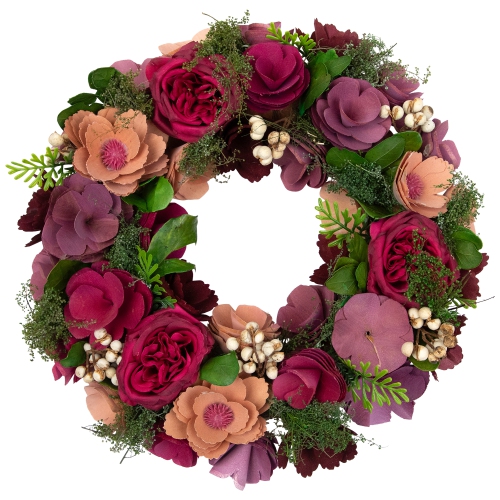 Wooden Floral Artificial Spring Wreath with Dried Pods - 13.5"