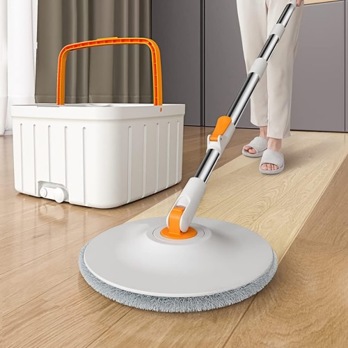 Spin Mop: Self-Wringing Bucket + 4 Pads | Hygienic Effortless Clean