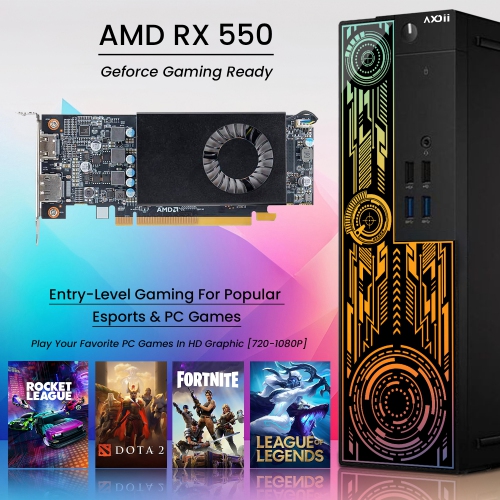 Refurbished - Custom Built RGB Lights Gaming PC, Intel Core i7-6700 Upto 4.0GHz, AMD Radeon RX 550 4GB, 32GB RAM, 1TB SSD, Wi-Fi, Bluetooth - Windows