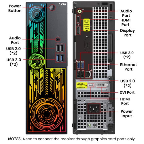 Refurbished - AXOII ELECTRA RGB Gaming PC Desktop Computer, Intel Core i7-6700 Upto 4.0GHz, GeForce GT 1030 2GB GDDR5, 16GB RAM, 512GB SSD, Wi-Fi,