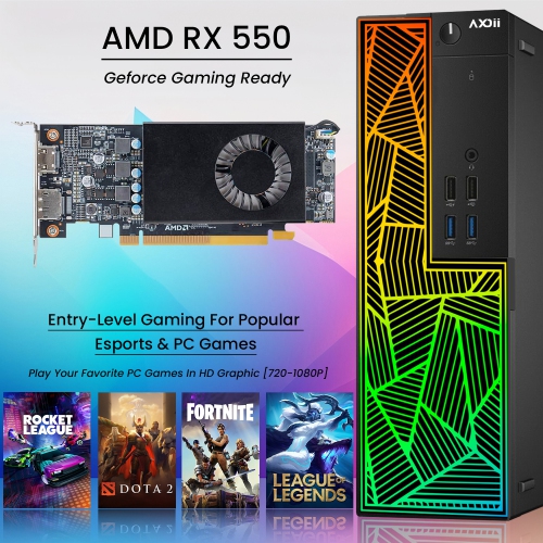 Refurbished - Custom Built RGB Lights Gaming PC, Intel Core i7-6700 Upto 4.0GHz, AMD Radeon RX 550 4GB, 32GB RAM, 1TB SSD, Wi-Fi, Bluetooth - Windows