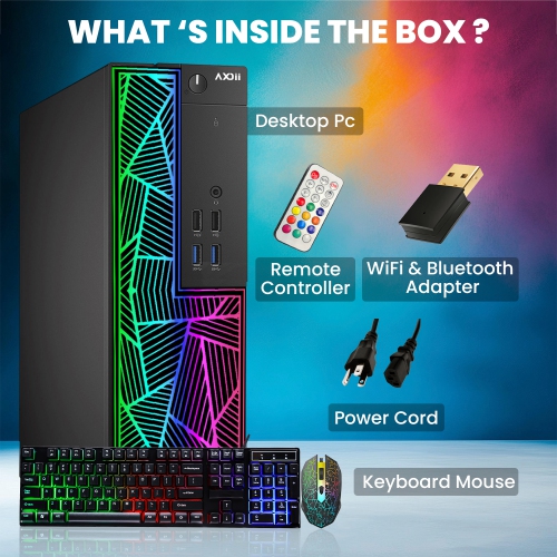 Refurbished - Custom Built RGB Lights Gaming PC, Intel Core i7-6700 Upto 4.0GHz, AMD Radeon RX 550 4GB, 16GB RAM, 512GB SSD, Wi-Fi, Bluetooth -