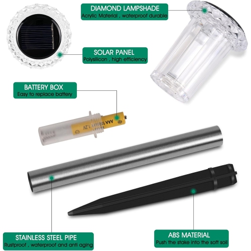 Solar Outdoor Lights, 10 Pack Waterproof Stainless Steel Solar Stake Lights for Pathway Garden Yard Path Walkway Driveway Lawn Patio Outside Decor,