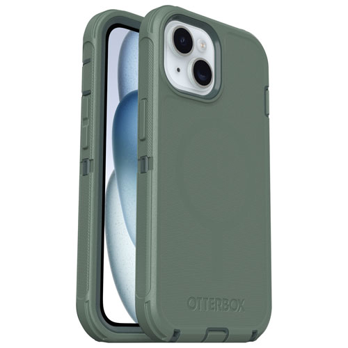 Étui rigide ajusté Defender Pro d'OtterBox avec MagSafe pour iPhone 16E/15/14/13 - Forest ranger (vert)
