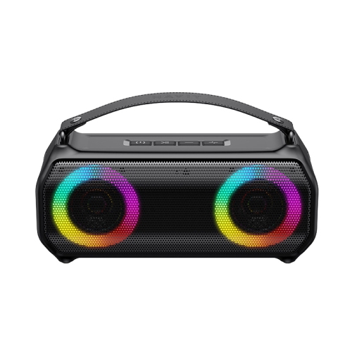 HAVIT  Sk888Bt Portable Handheld Strong Base Wireless Bluetooth V5.3 Color RGB Light, Ipx5 Waterproof Outdoor Subwoofer Sound Box Speaker_Black