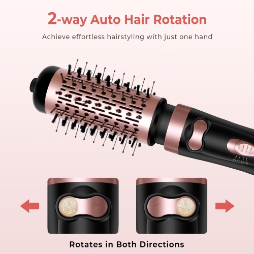 Hair Dryer Brush,3-in-1 Rotating Round Hot Air Spin Brush Set with 2 Brushes,Blow Volumizer,2 Detachable Auto-Rotating Curling Brush